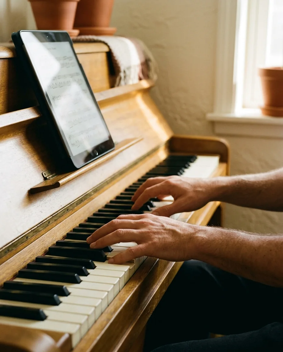 Manos tocando un piano